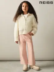 Reiss Cream Becky 4-9 yrs Fluffy Zip-Through Cardigan With Wool (AK0895) | $90