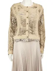 Beige Suede Laser Cut Jacket