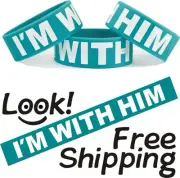 I'm with Him Wristband Wide Bracelet In Love Wrist Band to Wear With Your Man