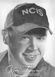 Original pencil drawing of Sean Murray NCIS