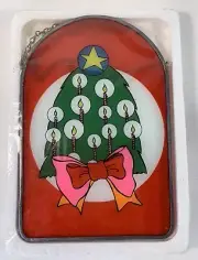 Christmas Tree Suncatcher Christmas Themed Glass Candles Bows Star