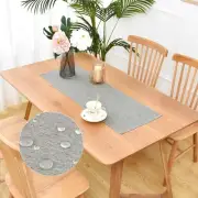 Waterproof Faux Linen Table Runner Farmhouse Short Grey 13x36 inch,