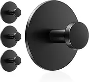 Multifunctional Towel Hooks for Bathroom Wall - Extra Sticky Stainless, Holds up to 12LB, Coat Hooks Wall Hooks, Adhesive Door Holder Hanger Shower Accessories, Matt Black Heavy Duty