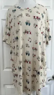 Plus Size 2X 3X Stretch Knit Nightgown Night Shirt Short Sleeve Pockets Glamping