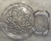 VINTAGE IMPERIAL CAPE COD COASTER WITH TEABAG/SPOON/CIG REST SNOWFLAKE 4.5" NEW