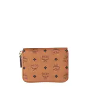 MCM Monogram Print Zip-Around Wallet One size Brown