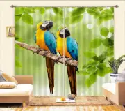 3D Blue Parrot Leaf ZHUA146 Animal Blockout Photo Curtain Fabric Window Zoe