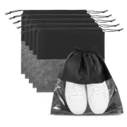 6 Pcs 16" Shoe Bags for Travel Dustproof Drawstring Bags Dust Cover Black