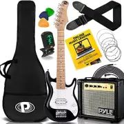 Pyle 6 String Kids Electric Guitar w/Amplifier + Accessory Kit (Black), Right