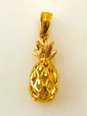 14K Solid Yellow Gold 3D Hawaii Pineapple Charm Width: 6.5mm Length 18mm C291-7