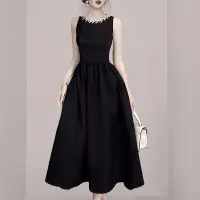在飛比找蝦皮購物優惠-2024新款夏季黑色洋裝女輕奢赫本風氣質顯瘦背心裙高級感