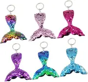 [WOFASHPURET] 6 Pcs Sequin Key Chain Fashion Keyring Bag Charm Key Holder Fishtail Keyring for Women