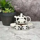 Black White Panda Tea Set, Oriental Kung Fu Tea Set, Gift Set, One Teapot with F