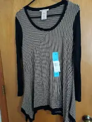 NEW Philosophy NWT Size Large Shark Bite Striped Rayon Spandex blend stretch