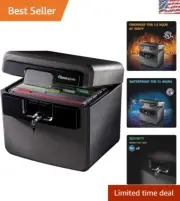 Secure Fireproof & Waterproof Storage Safe - Key Lock for Documents & Valuables