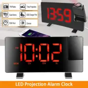 Snooze Digital Alarm Clock FM Radio Time Projection LED Display USB Rechargable