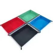 Double-Sided Dice Storage Tray: Leather Folding Velvet Organizer For Table Games