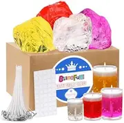 [Blingfun] Gel Wax for Candle Making with 4 pcs Jelly Wax,50pcs Candle Wicks & 50pcs Stickers Candle Wax for Candle Making,Handcraft Scented Candles Supplies