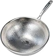 Non-Coated Pot Lid Round Bottoming Pot Suitable for Gas Stove Kitchen Cookware Wok Gas Stove(32cm)
