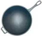 Heavy Duty 12.5" Cast Iron Wok with Helper Handle Flat Bottom