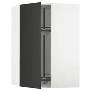 METOD corner wall cabinet with carousel, white/Nickebo matt anthracite, 68x100 cm