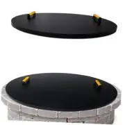 Fire Pit Cover Round 38" - Rust Resistant 1.5mm 38" Lid With Wooden Handles
