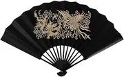 [Generic] Hand Folding Fan | Elegant Silk Folding Fan,Foldable Handheld Traditional Creative Dancing Props for Party Dance Craft Decoration