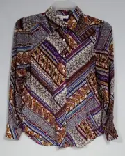 Rose + Olive Women's Prints Long Sleeves Soft Button Up Shirt Multicolor Size S