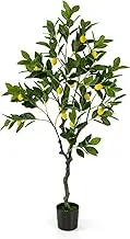 Giantex Artificial Lemon Tree, 80cm Tall Fake Plant w/Lemon Fruits, Cement Pot, Greenery Potted Plant, Free Maintenance, Faux Floor Plant Indoor Home Living Room Porch Office Decor (120 cm Height)