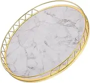 HAWILLOSCH Round Marble Pattern Tray Elegant Storage for Coffee Table Kitchen and Dining Design Centerpiece for Decor