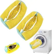 [Generic] Deluvo Shoe Cleaning Bag for Washing Machine, Reusable Sneaker Laundry Bag, Unbloo (2 PCS, Yellow)