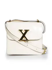 Ecru Patent Letter Crossbody Bag