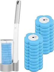 Wall Toilet Wand Kit, Toilet Brush Cleaning Kit with Toilet Brush Refills, Wall Mounted Toilet Bowl Cleaner Brush with Handle, Adhesive Toilet Bowl Brush Storage Caddy with Storage Holder (A)