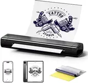 Zoolion M08F Black Tattoo Printer Bluetooth, Tattoo Stencil Printer with 10 Tattoo Transfer Paper, Thermal Printer Tattoo Compatible with Smartphone & PC, Tattoo Printer for Beginners, Tattoo Artists