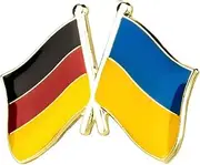 [Pinstant] Germany German Ukraine Ukrainian National Flag Crossed Flags Friendship Love Alliance Allies 1" Enamel Pin, 1 Inch, Enamel, enamel