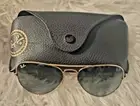 Genuine Ray-Ban Sunglasses Aviator Black Shades Flat Lenses Gold Frame Glasses