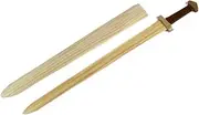 Backwoods Provisions Sturdy Wooden Toy Viking Ready to Paint DIY Blank Sword with Leather Wrapped Handle
