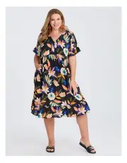 [Taking Shape] Natural Getaway Floaty Dress Print in Multi