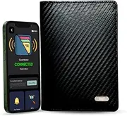 tag8 Dolphin Smart Passport Case - Carbon Fiber RFID Passport Pouch with Bluetooth Based GPS Tracking, Separation Alert, Android & iOS Compatible, Accommodate 2 Passport, Cards, Cash & More, Black,