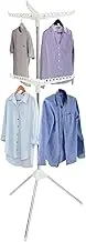 Clothes Drying Rack, Folding Laundry Drying Rack, Garment Rack Portable and Foldable Space Saving Laundry Drying Rack with Rotating Clothes Rail for Hanging Laundry (Two Layers of White)