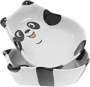 VERDANVERSE 2PCS Set Cute Panda Ceramic Dishes Set Appetizer Plates Unique Sushi Dipping Bowls for Home Dining Entertaining Sturdy Material with Whimsical Design