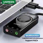 UGREEN USB Sound Card 3.5mm Microphone External Audio Adapter For Laptop PS5/4