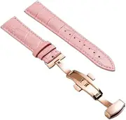MVBVTKTAER Genuine Leather Strap Watch Band Butterfly Clasp Bracelet 18mm 20mm 22mm 24mm Wrist BandWatch Accessories Watch Strap(Pink-RG,12mm)