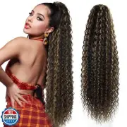 Meepo 30 Inch Curly Ponytail Extensions Synthetic Deep Wave Drawstring Ponyta
