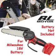 6" Brushless Cordless Chainsaw Mini Electric Chain Saw For Milwaukee 18V Battery