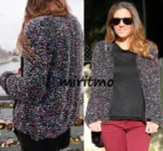 A206 ZARA MULTICOLOR SEQUIN ZIP UP BOMBER JACKET COAT BLAZER MEDIUM - M