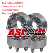 4Pcs 75mm 6 studs Aluminum Wheel Spacers FOR TOYOTA 4WD 6x139.7 M12xP1.5 108mm (for: Toyota)