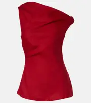 [Faithfull] Faithfull Suis one-shoulder linen top AU 12 red