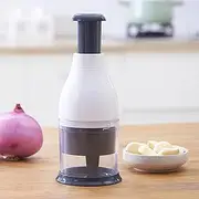 Mini Chopper, White Manual Stainless Steel Blade PP Material Easy Disassemble Vegetable Chopper, Mini Dicer Food Chopper Onion Chopper Manual Hand for Onions Nuts