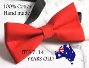 Boy Teenage 100% Cotton Matte Red Bow Tie Bowtie Party Wedding 7-14 Years Old